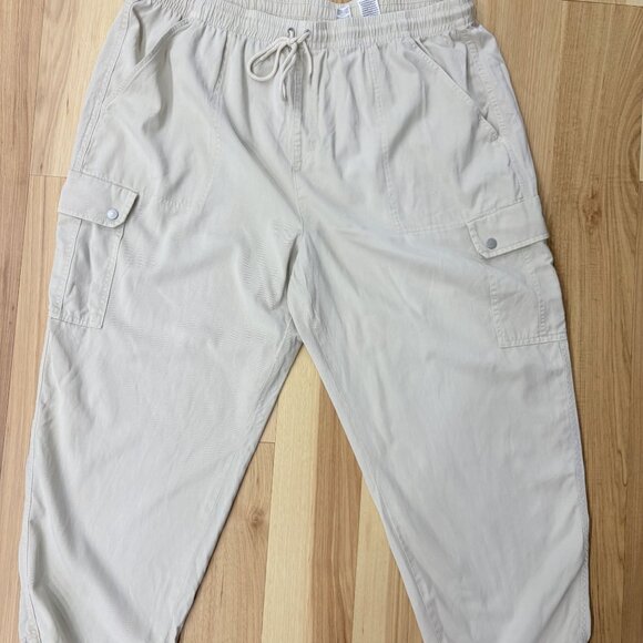 Time And Tru Khaki Drawstring Cargo Pants XXXL (22) Elastic Waist Relaxed Fit - Picture 1 of 3